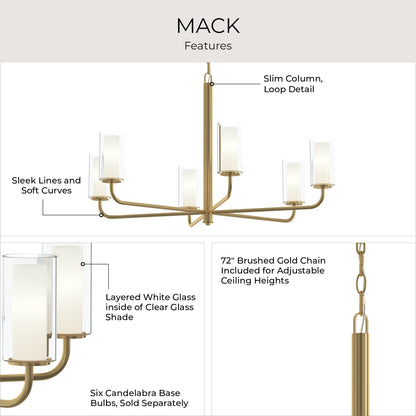 Progress Lighting P400477-191 Mack Chandelier Features - Layered Glass Shades and Brushed Gold Chain