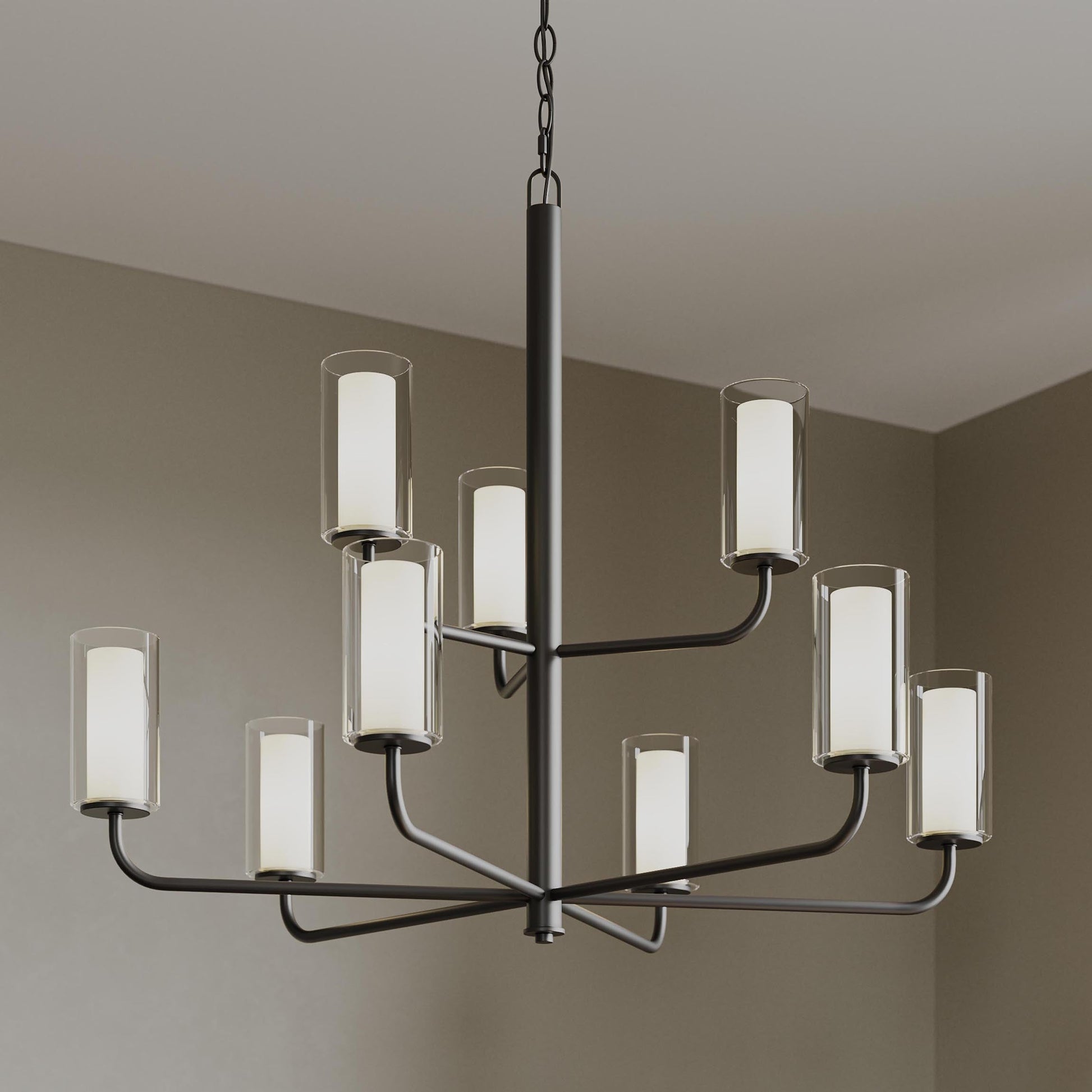 Progress Lighting P400478-31M Mack Chandelier in Matte Black - Dining Room Application Shot
