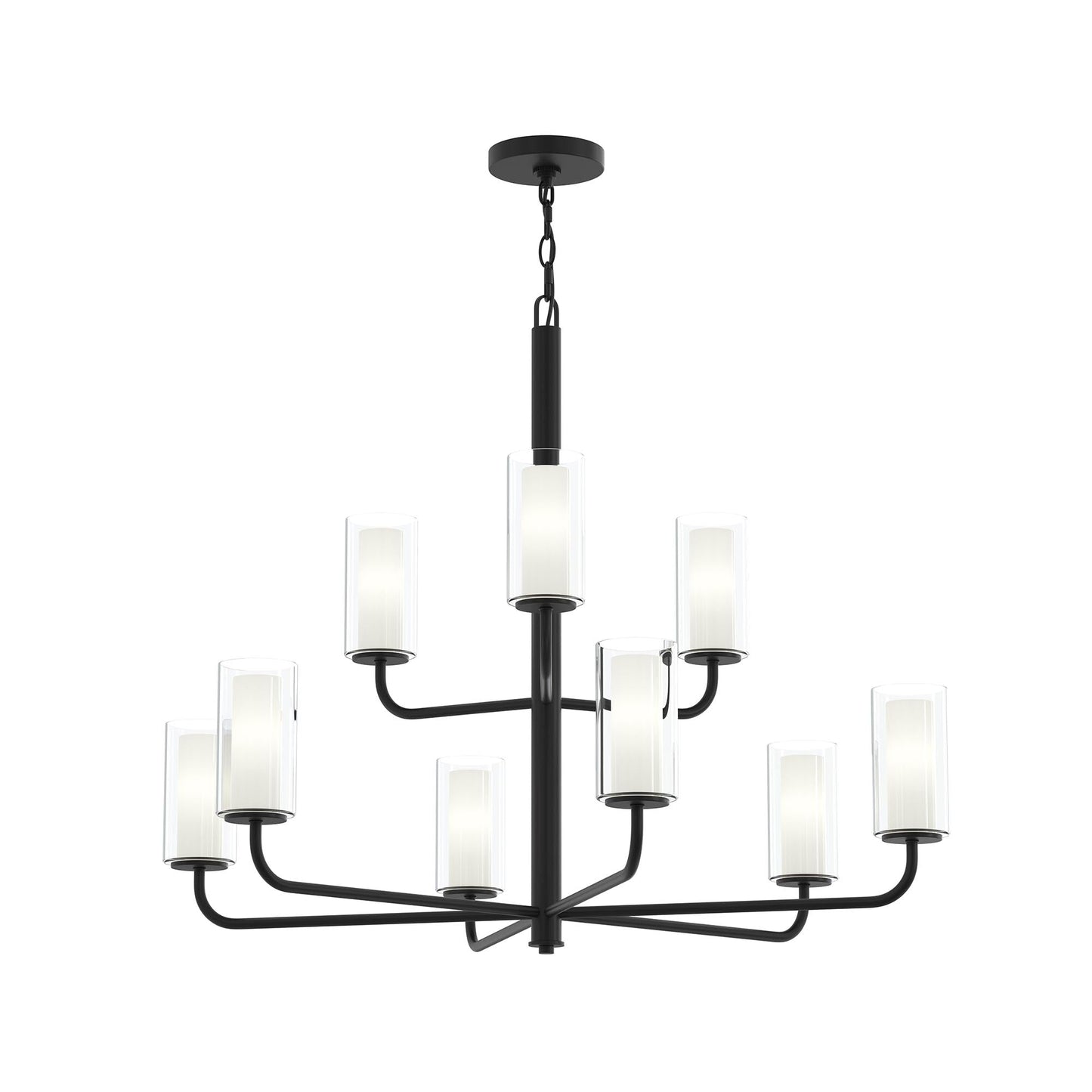 Progress Lighting P400478-31M Mack 9 Light 34 Inch Matte Black Chandelier Ceiling Light - Main Product Image