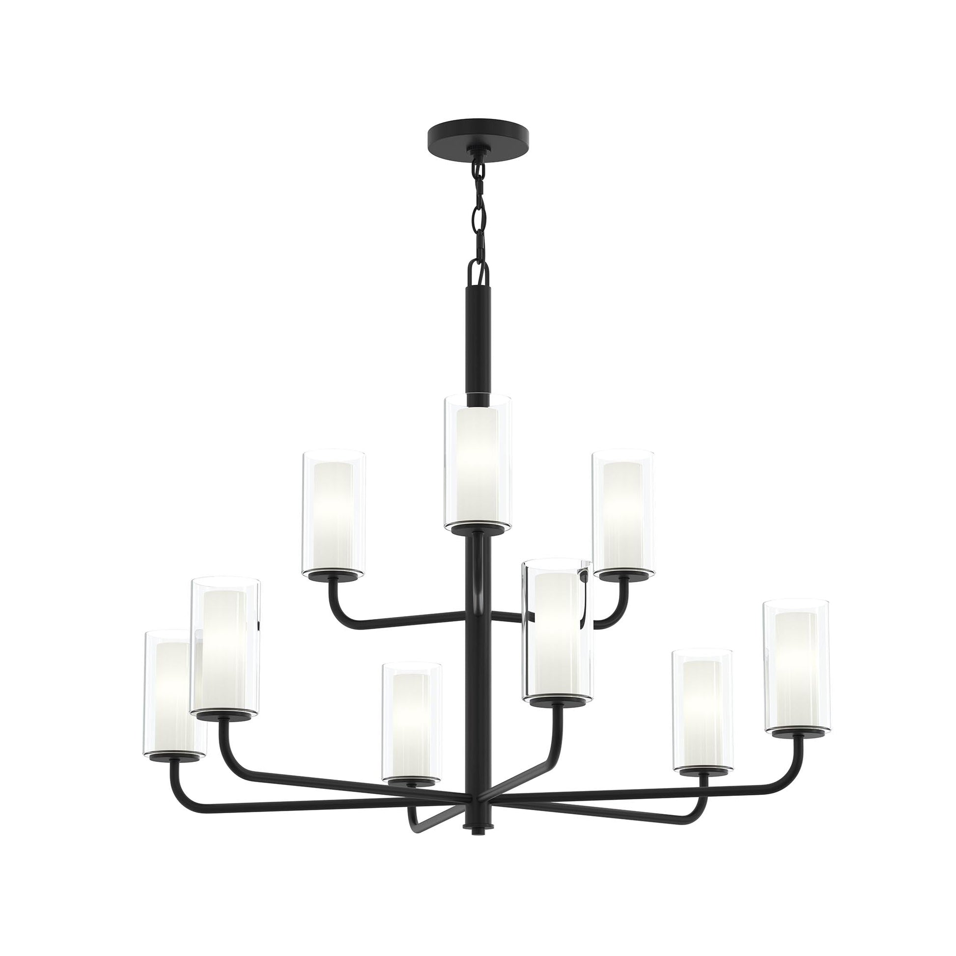 Progress Lighting P400478-31M Mack 9 Light 34 Inch Matte Black Chandelier Ceiling Light - Main Product Image