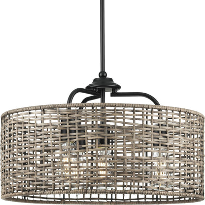 Progress Lighting Lavelle 4 light mocha rattan pendant ceiling light