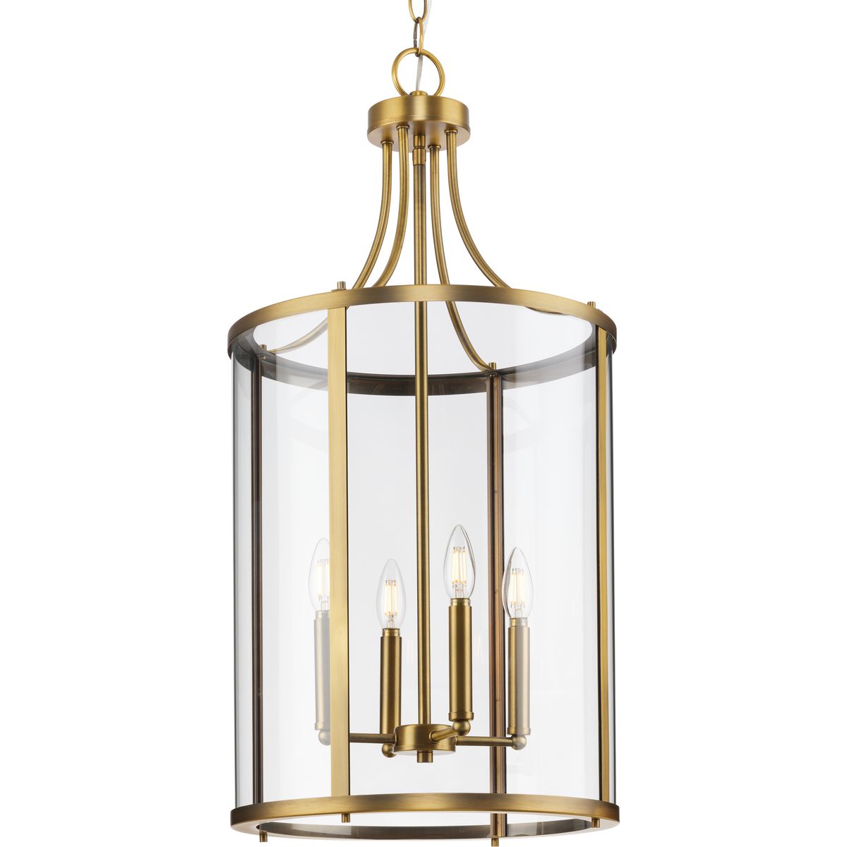 Progress Lighting Gilliam 4 light hall and foyer pendant in vintage brass