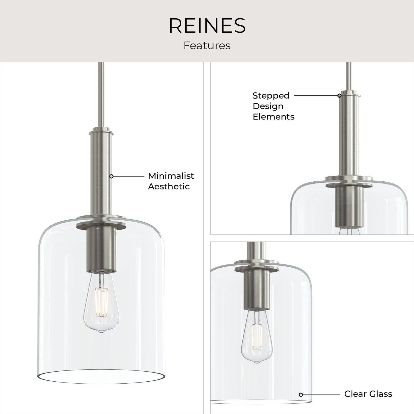 Progress Lighting P500509-009 Reines Brushed Nickel Pendant Ceiling Light - Image 6