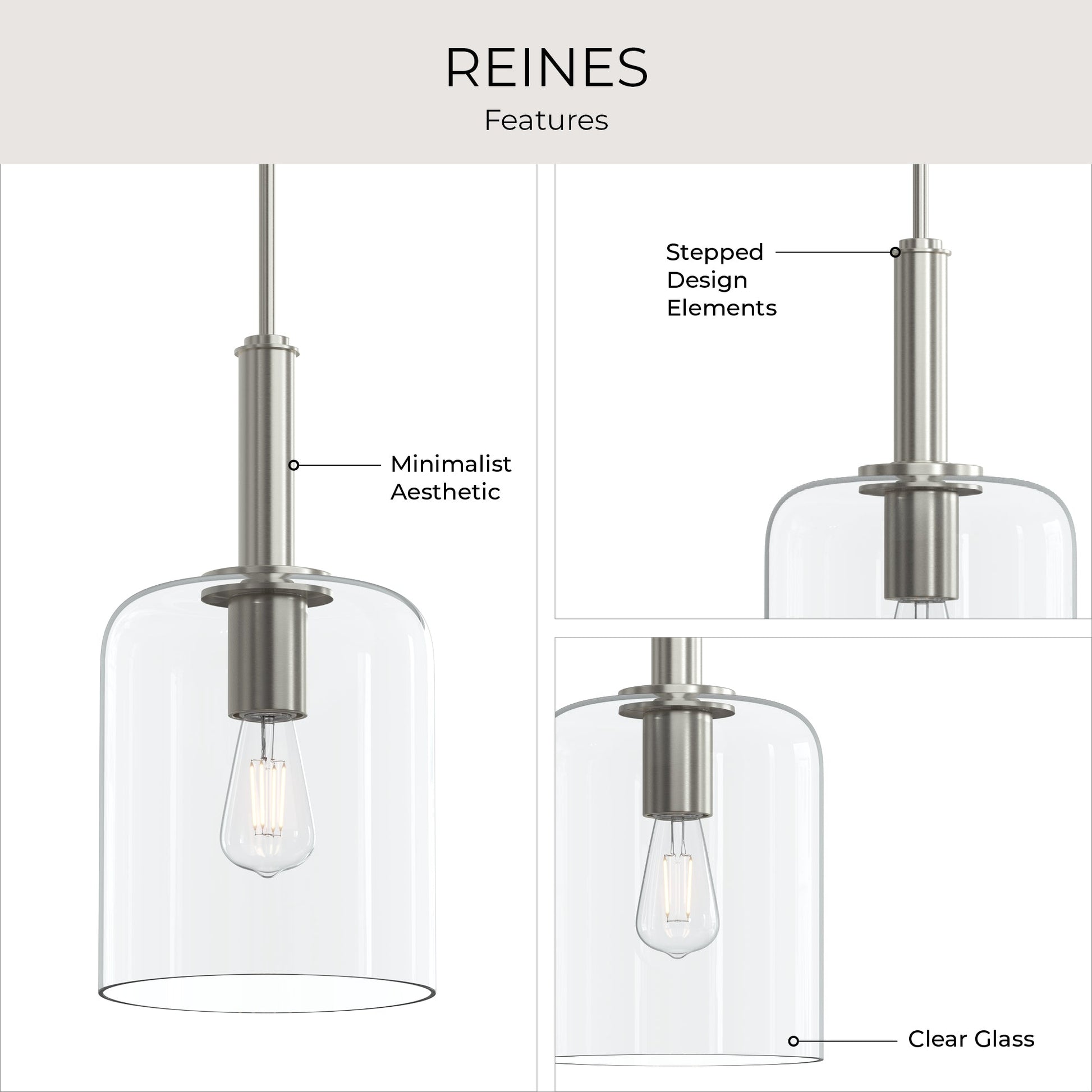 Progress Lighting P500509-009 Reines Brushed Nickel Pendant Ceiling Light - Image 6