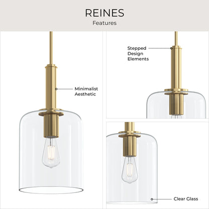 Progress Lighting P500509-191 Reines 1 Light Brushed Gold Pendant Ceiling Light