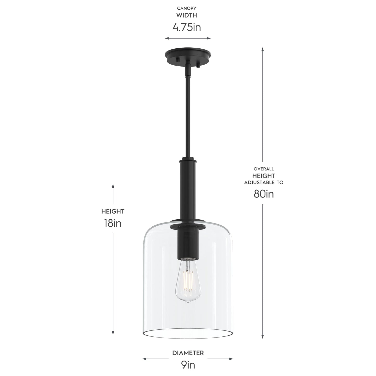 Progress Lighting P500509-31M Reines Pendant Dimensions Diagram
