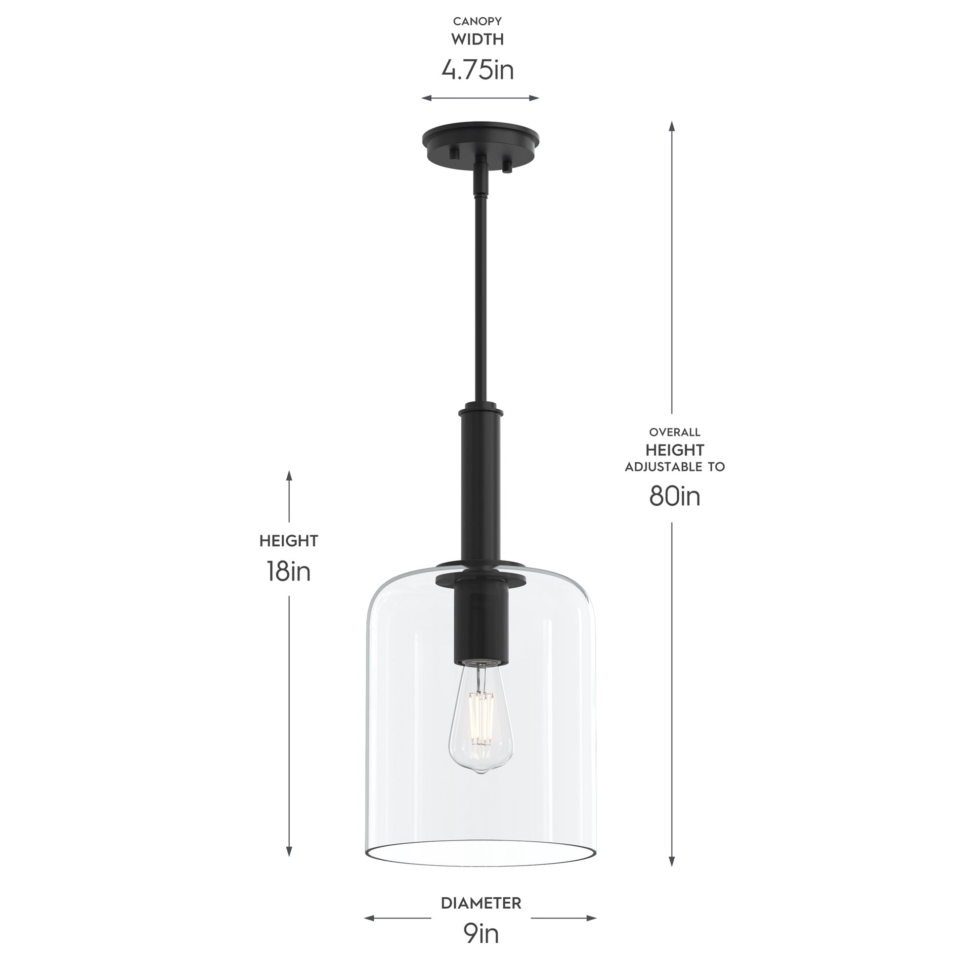 Progress Lighting P500509-31M Reines Pendant Dimensions Diagram