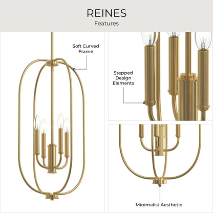 Progress Lighting P500510-191 Reines 4 Light Brushed Gold Foyer Pendant - image 6