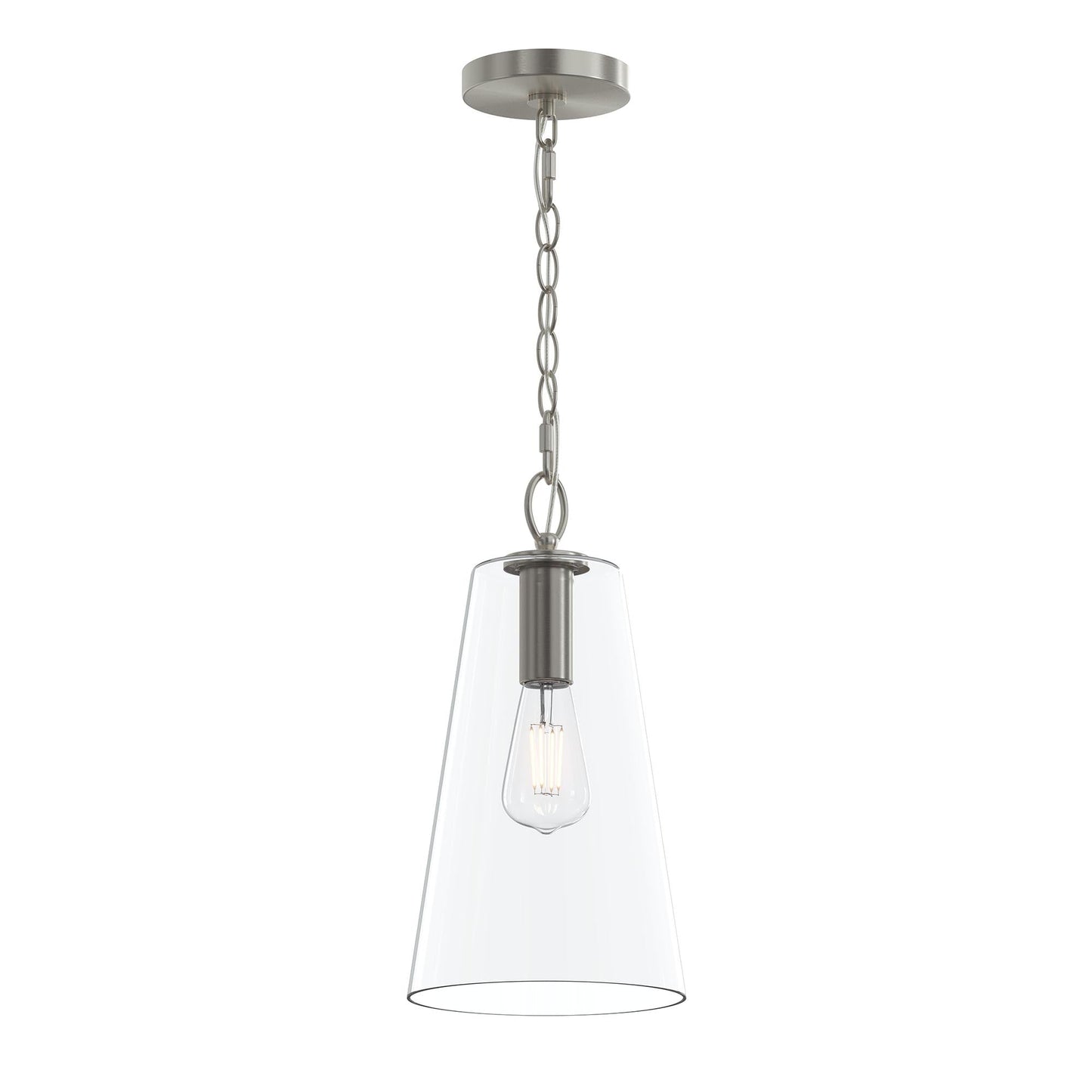 Progress Lighting P500511-009 Jheni 1-Light Brushed Nickel Pendant with Clear Glass Shade - Main Product Image