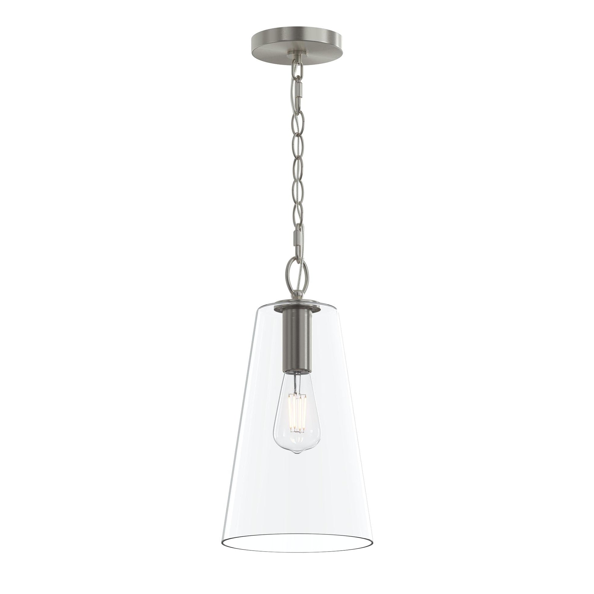 Progress Lighting P500511-009 Jheni 1-Light Brushed Nickel Pendant with Clear Glass Shade - Main Product Image