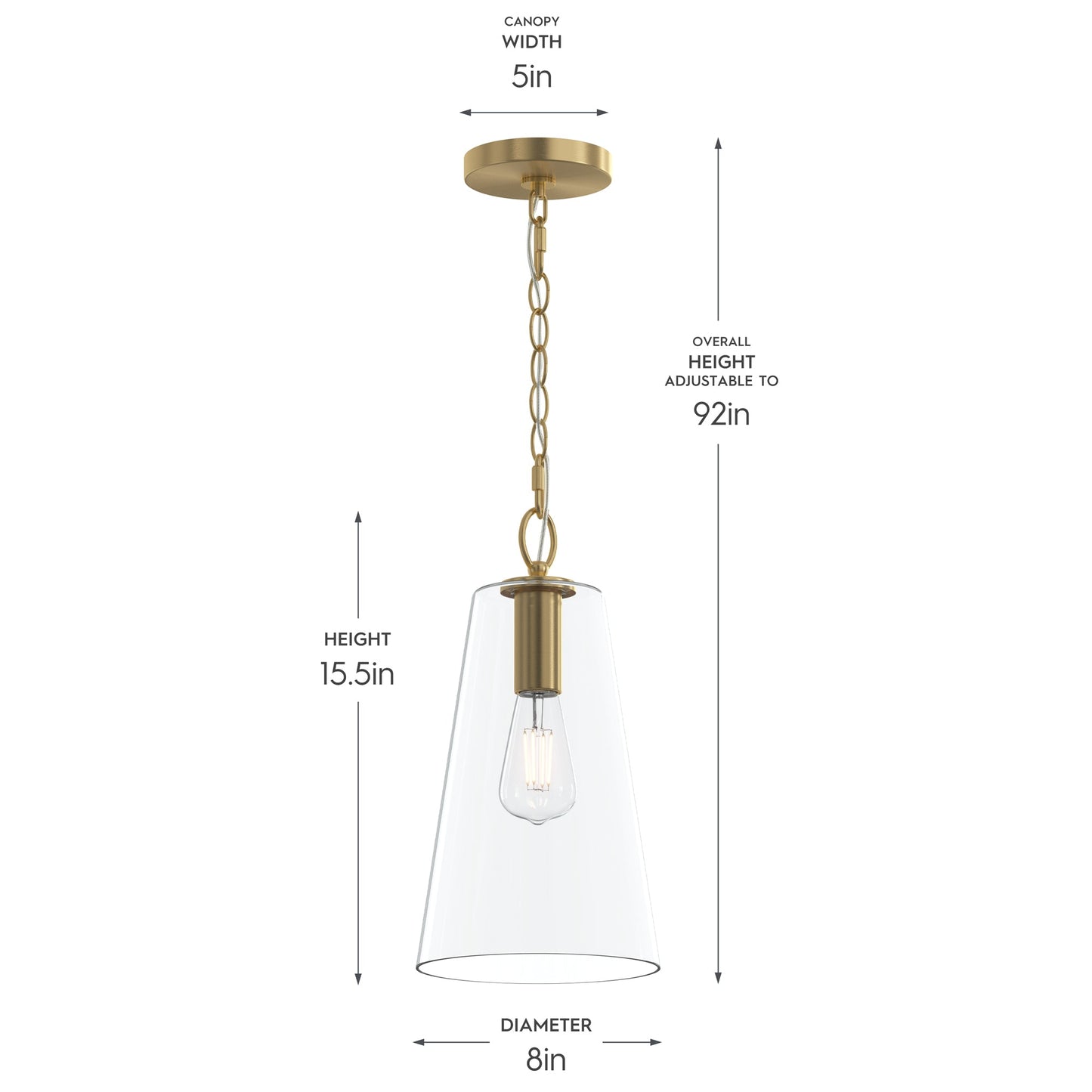 Progress Lighting P500511-191 Jheni Pendant Dimensions: 8in Diameter, 15.5in Height, 5in Canopy Width, Adjustable to 92in Overall Height