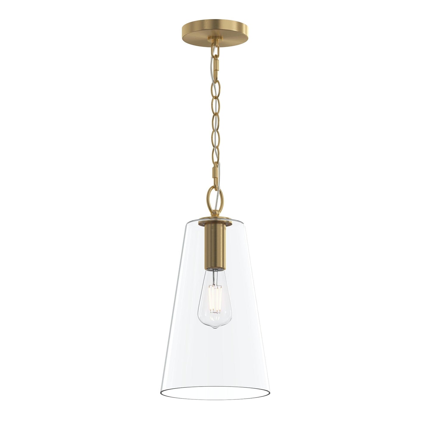 Progress Lighting P500511-191 Jheni 1 Light Brushed Gold Pendant with Clear Glass Shade - Main Product Image