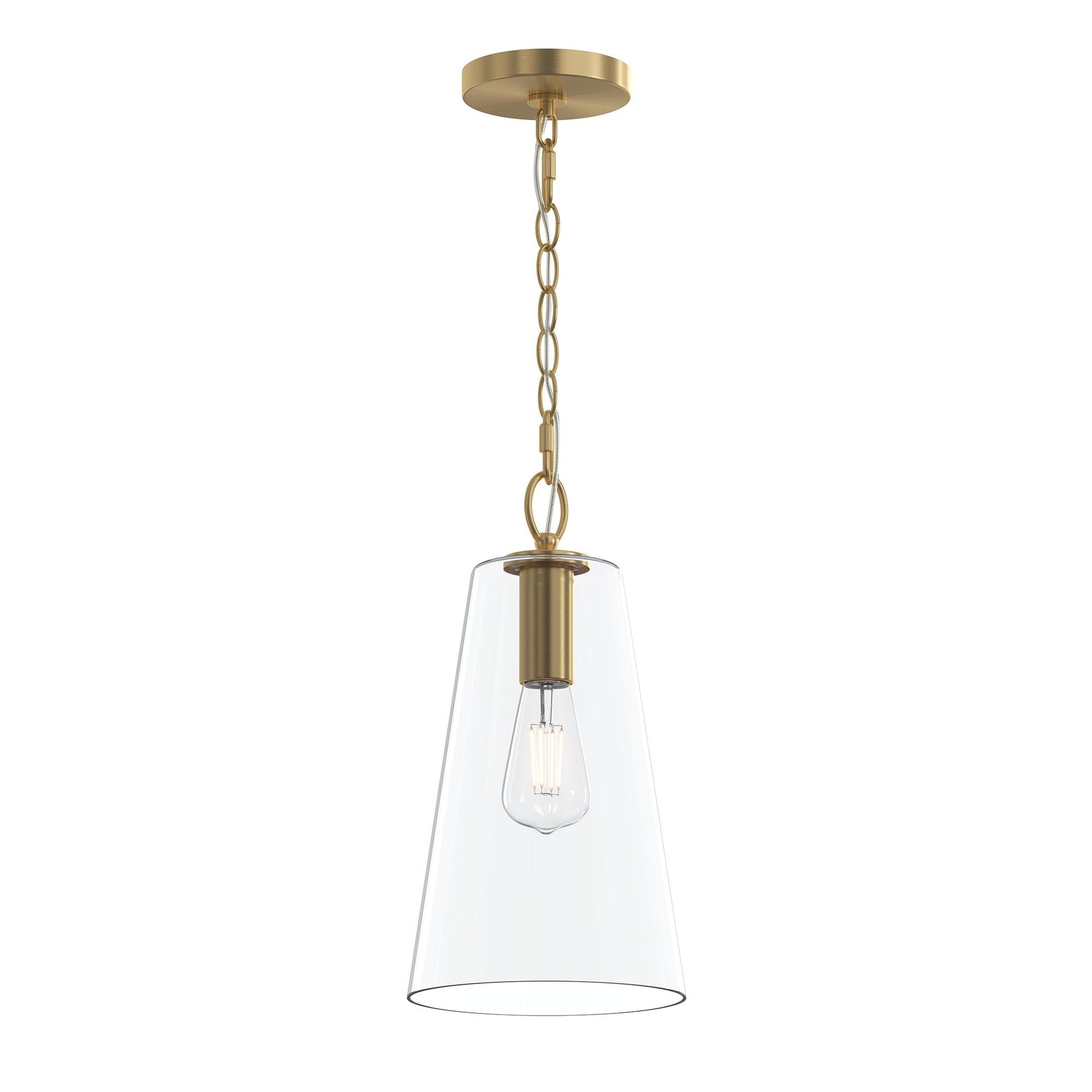 Progress Lighting P500511-191 Jheni 1 Light Brushed Gold Pendant with Clear Glass Shade - Main Product Image
