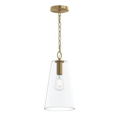 Progress Lighting P500511-191 Jheni 1 Light Brushed Gold Pendant with Clear Glass Shade - Main Product Image