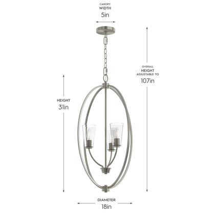 Progress Lighting P500512-009 Jheni 3 Light Foyer Pendant Dimensions Diagram