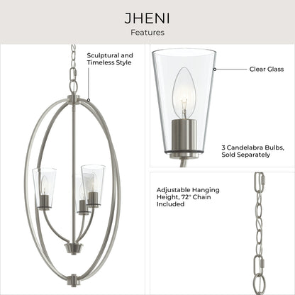Progress Lighting P500512-009 Jheni Foyer Pendant Brushed Nickel View 6