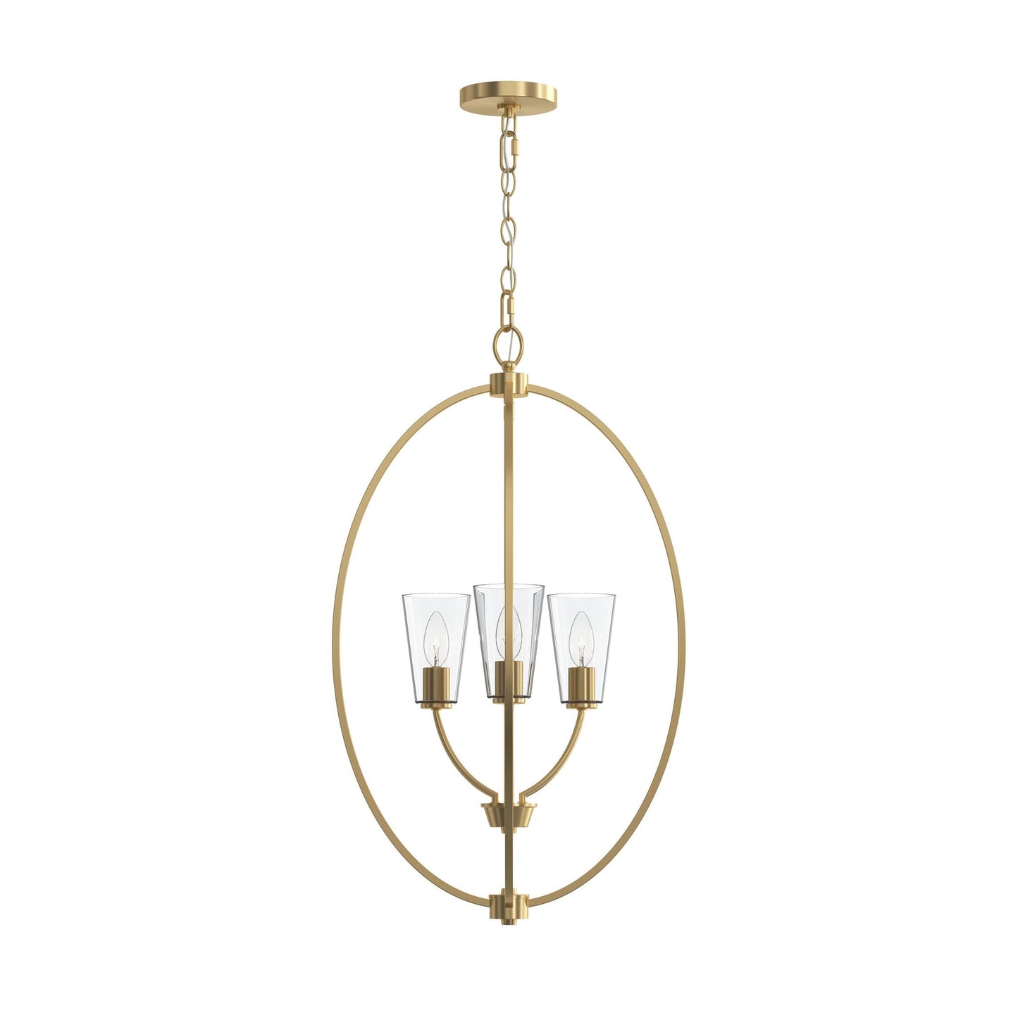 Progress Lighting P500512-191 Jheni 3 Light Brushed Gold Foyer Pendant - Front View