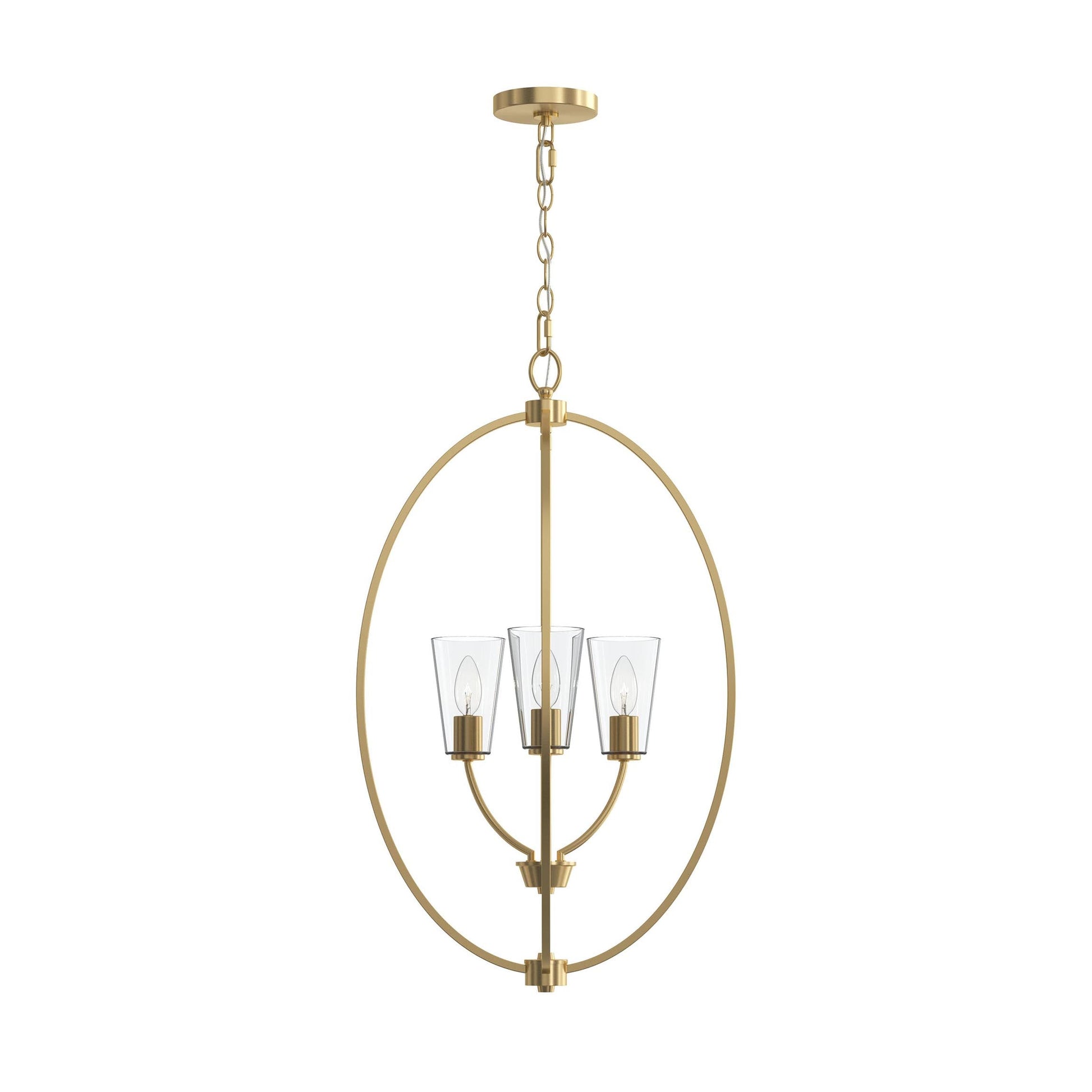 Progress Lighting P500512-191 Jheni 3 Light Brushed Gold Foyer Pendant - Front View