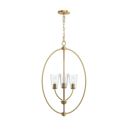Progress Lighting P500512-191 Jheni 3 Light Brushed Gold Foyer Pendant - Front View