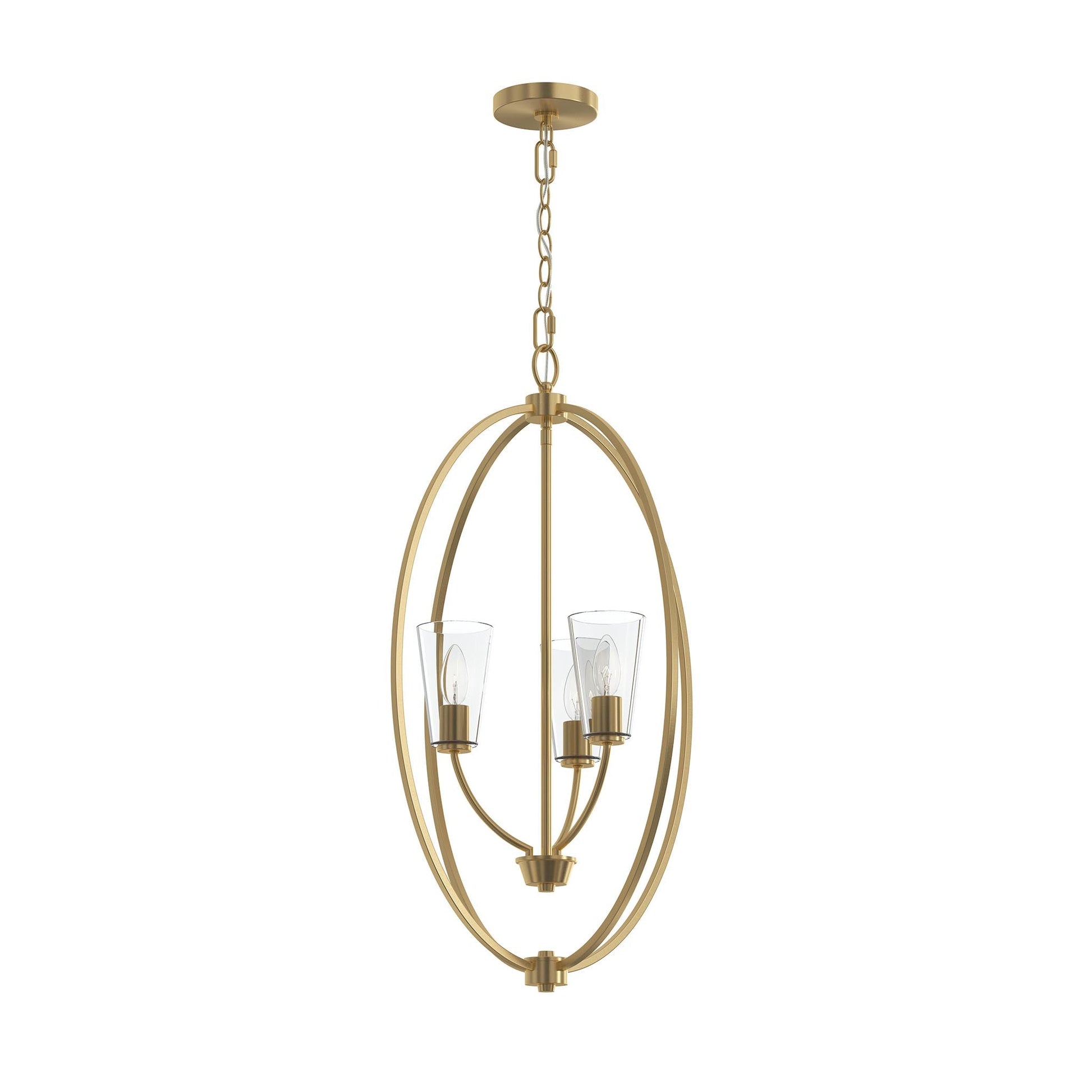 Progress Lighting P500512-191 Jheni 3 Light Brushed Gold Foyer Pendant - Main View