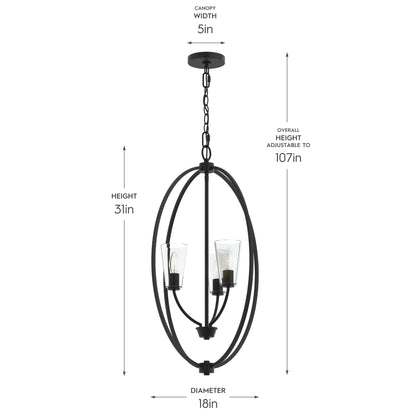 Progress Lighting P500512-31M Jheni Foyer Pendant Dimensions: 31 inch Height, 18 inch Diameter, 5 inch Canopy, 107 inch Max Overall Height