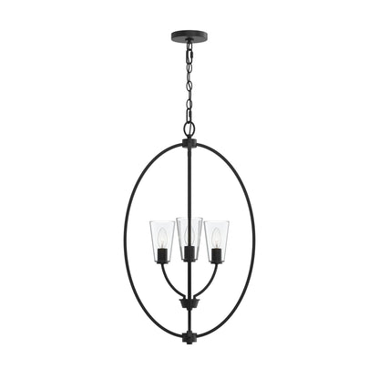 Progress Lighting P500512-31M Jheni 3 Light Matte Black Foyer Pendant