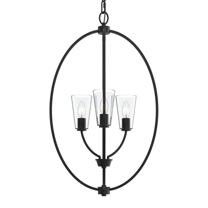 Progress Lighting P500512-31M Jheni 3 Light Matte Black Foyer Pendant
