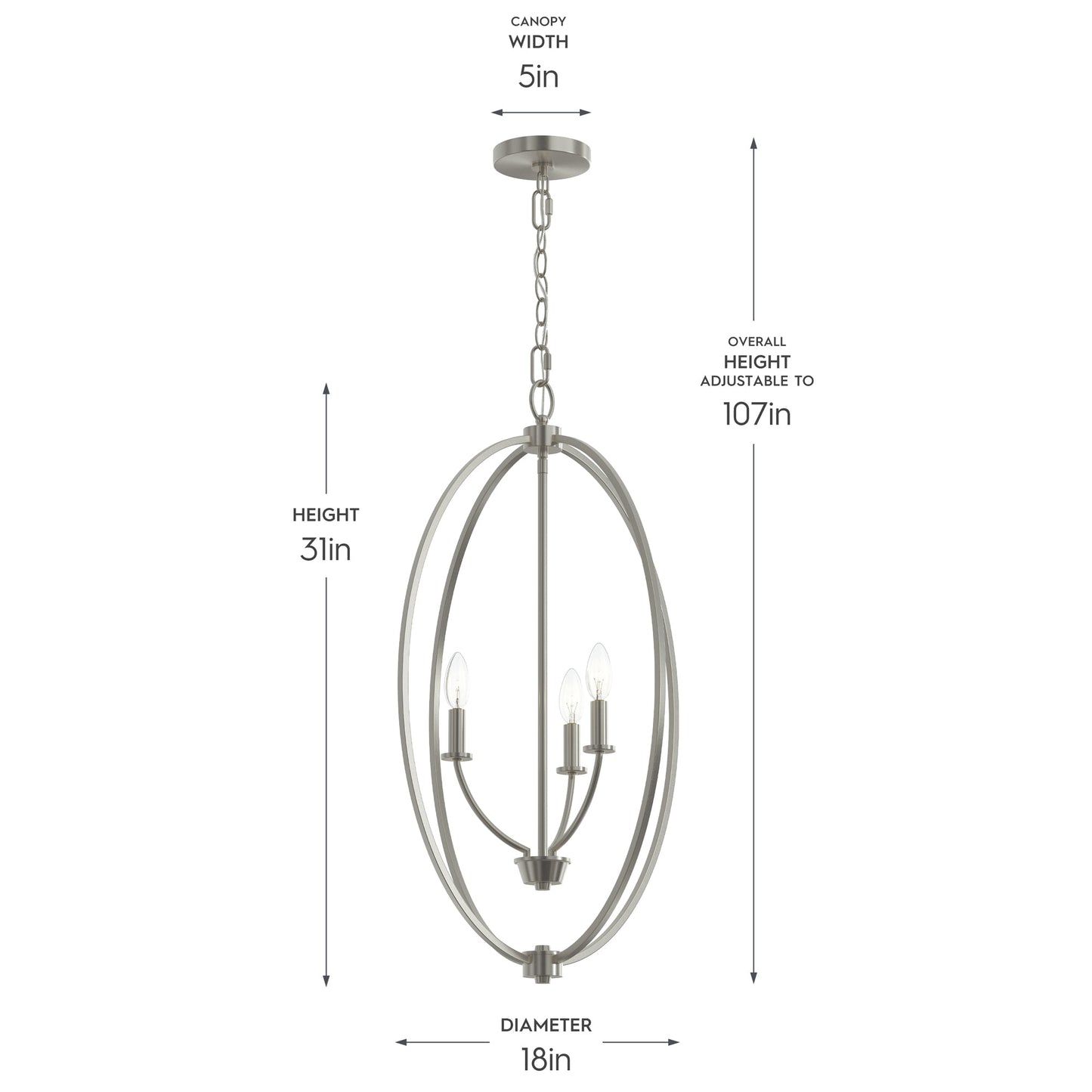 Progress Lighting P500513-009 Jheni Brushed Nickel Foyer Pendant