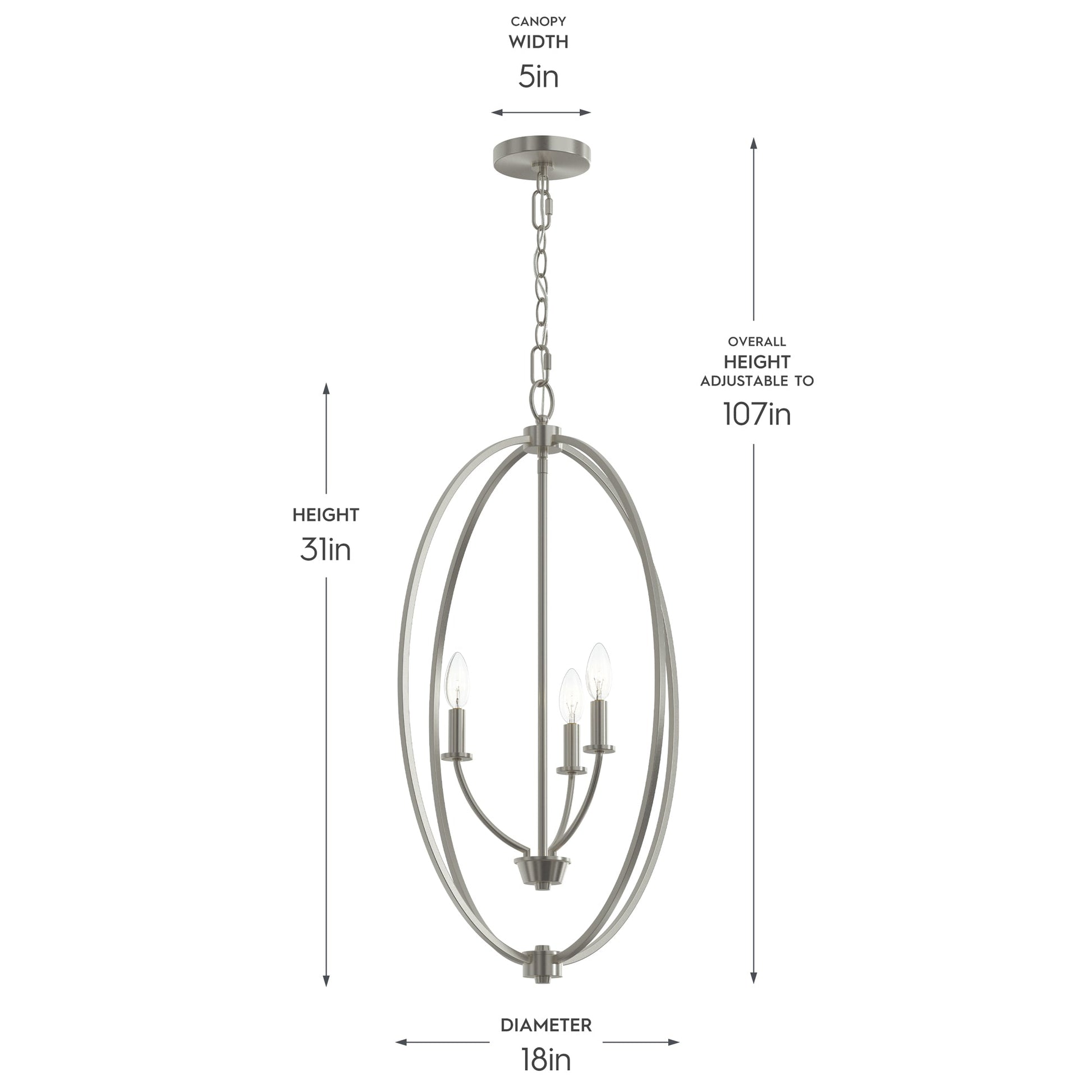 Progress Lighting P500513-009 Jheni Brushed Nickel Foyer Pendant