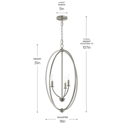 Progress Lighting P500513-009 Jheni Brushed Nickel Foyer Pendant