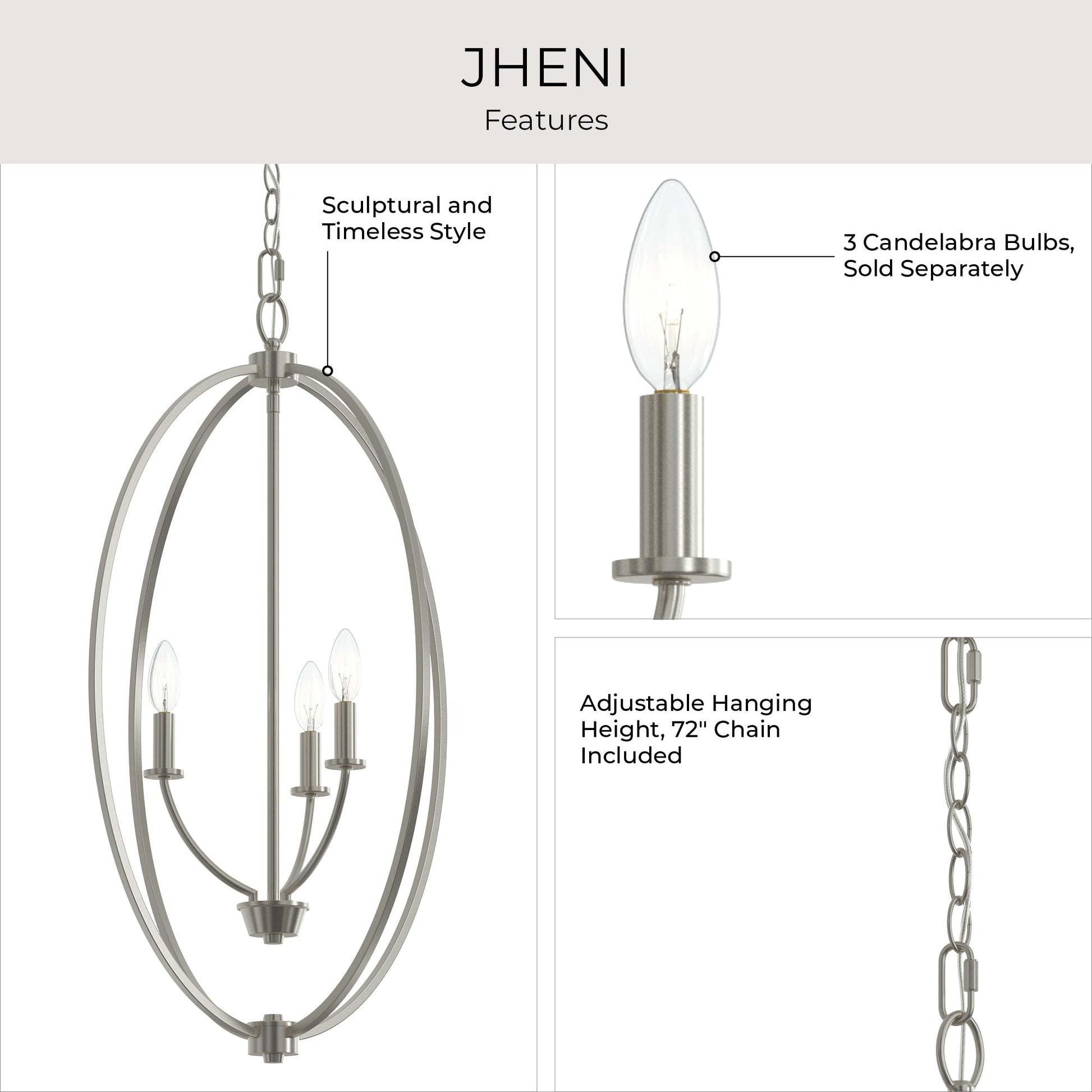 Progress Lighting P500513-009 Jheni Brushed Nickel Foyer Pendant