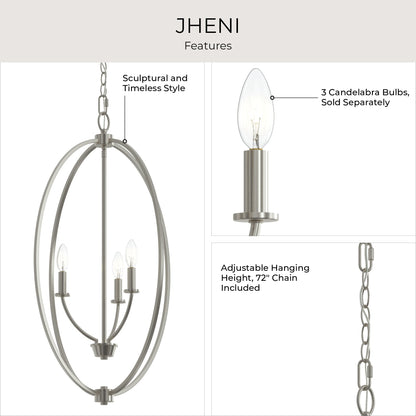 Progress Lighting P500513-009 Jheni Brushed Nickel Foyer Pendant
