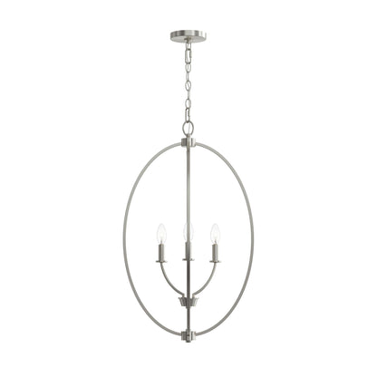 Progress Lighting P500513-009 Jheni 3 Light Brushed Nickel Foyer Pendant - Front View
