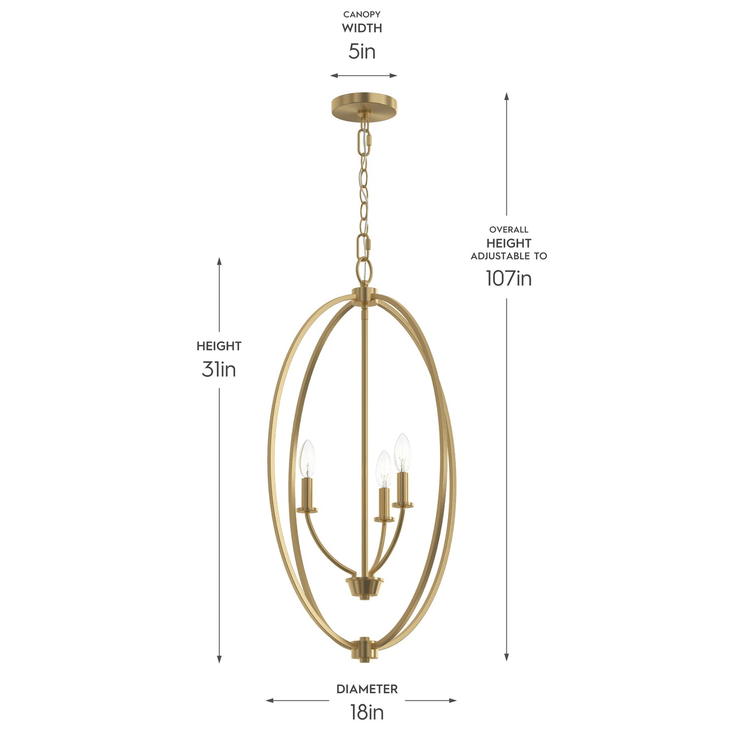 Progress Lighting P500513-191 Jheni 3 Light Brushed Gold Foyer Pendant