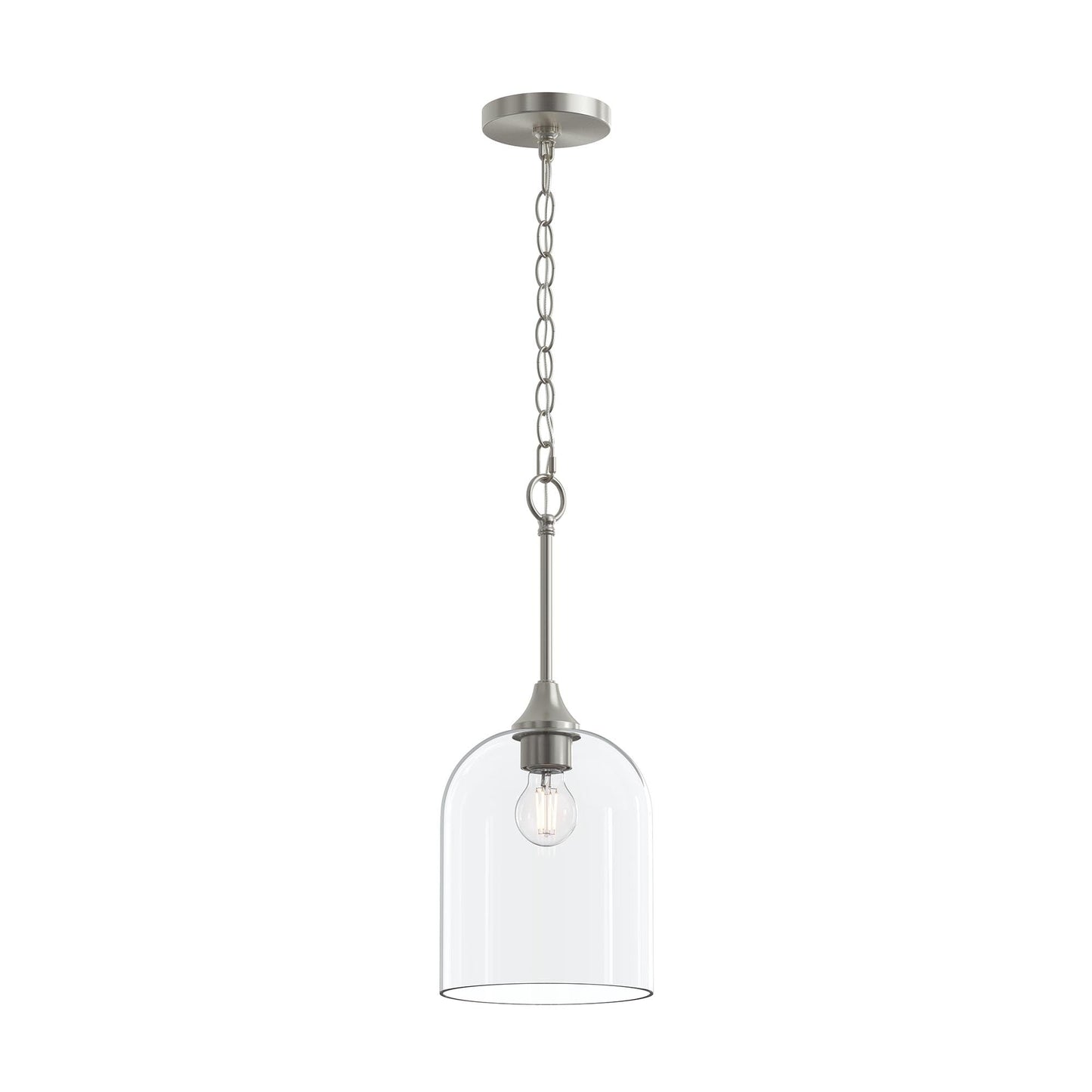 Progress Lighting P500514-009 Ilia 1-Light Brushed Nickel Pendant with Clear Glass Shade