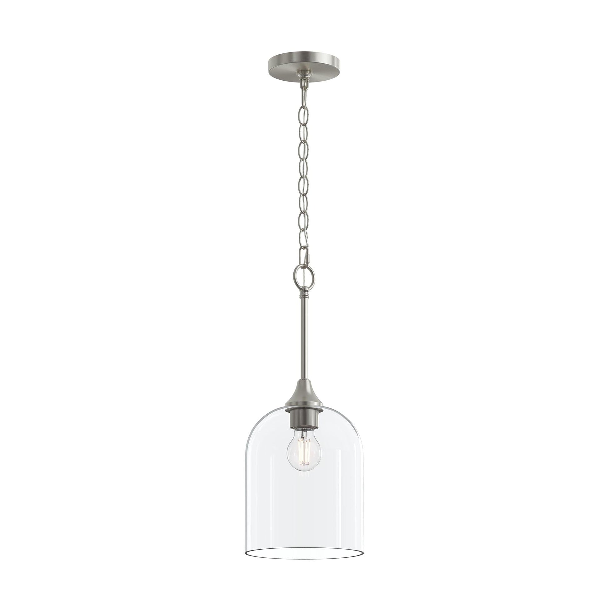 Progress Lighting P500514-009 Ilia 1-Light Brushed Nickel Pendant with Clear Glass Shade