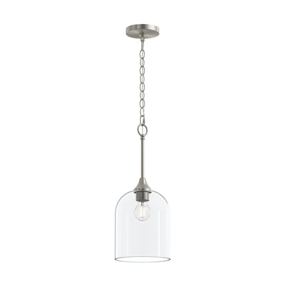 Progress Lighting P500514-009 Ilia 1-Light Brushed Nickel Pendant with Clear Glass Shade