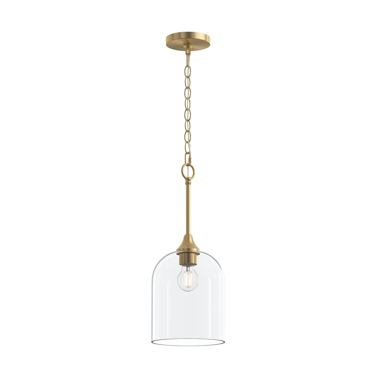 Progress Lighting P500514-191 Ilia 1 Light Brushed Gold Pendant Ceiling Light with Clear Glass Shade