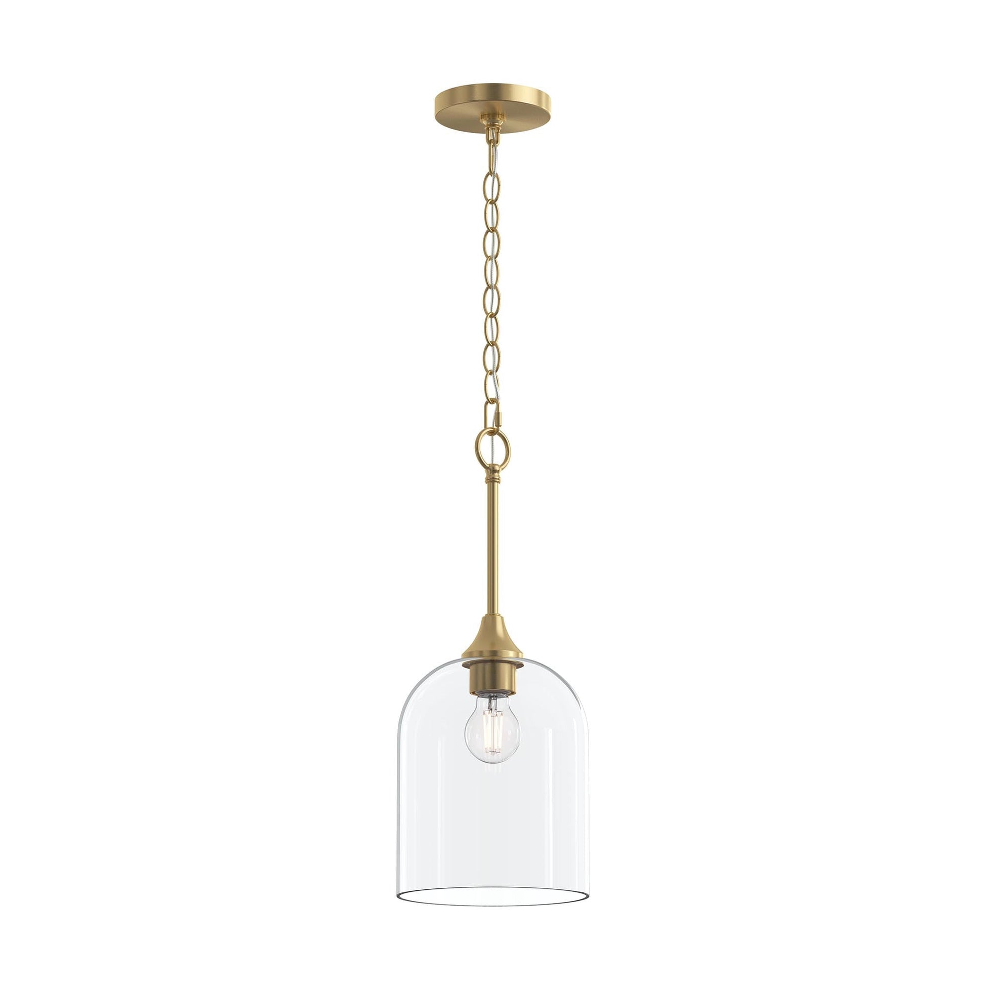 Progress Lighting P500514-191 Ilia 1 Light Brushed Gold Pendant Ceiling Light with Clear Glass Shade