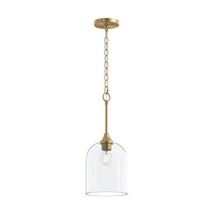 Progress Lighting P500514-191 Ilia 1 Light Brushed Gold Pendant Ceiling Light with Clear Glass Shade