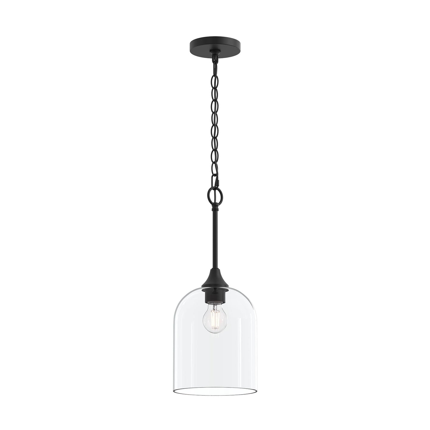 Progress Lighting P500514-31M Ilia 1-Light Matte Black Pendant with Clear Glass Shade