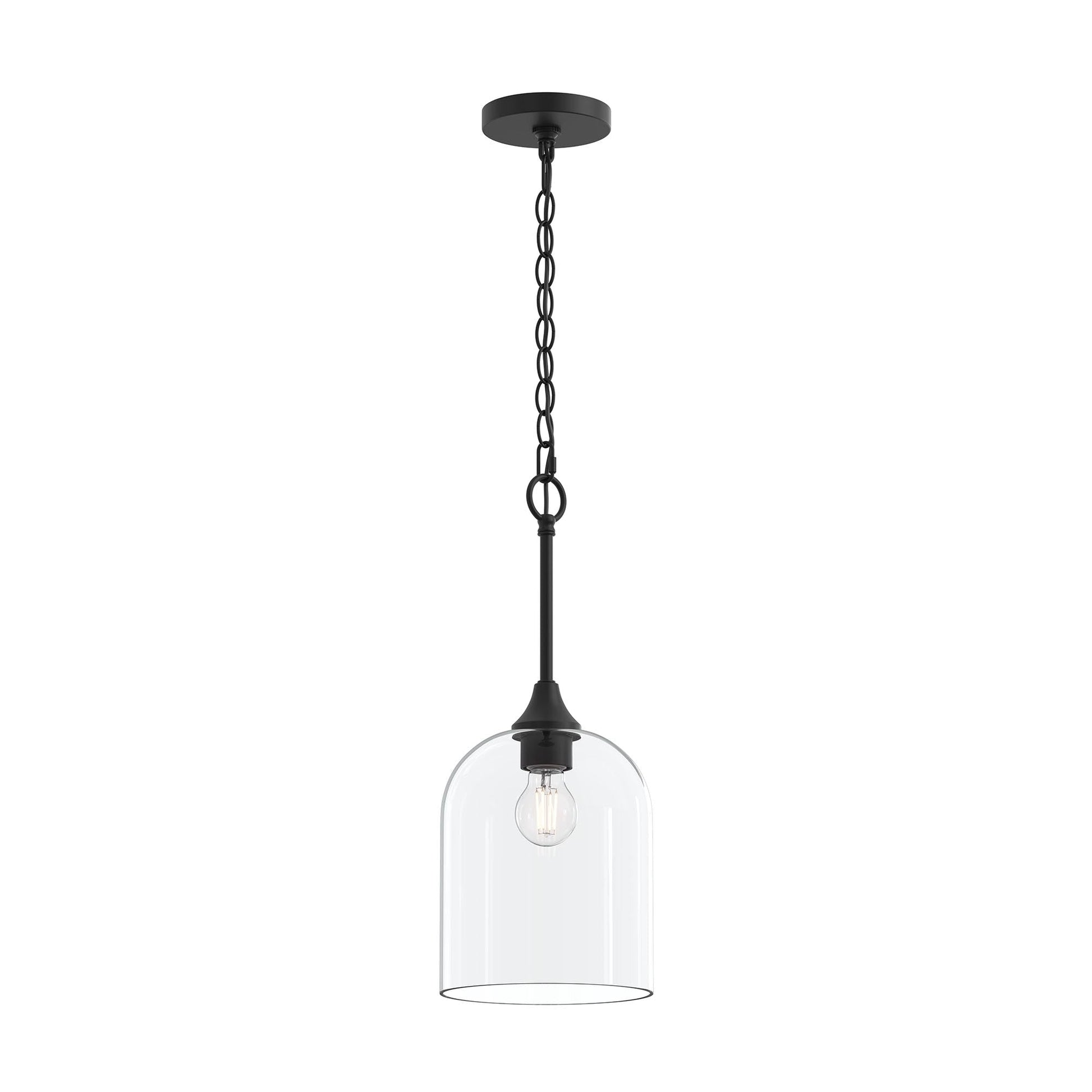 Progress Lighting P500514-31M Ilia 1-Light Matte Black Pendant with Clear Glass Shade
