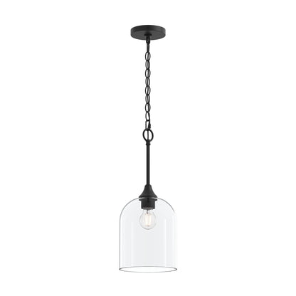 Progress Lighting P500514-31M Ilia 1-Light Matte Black Pendant with Clear Glass Shade