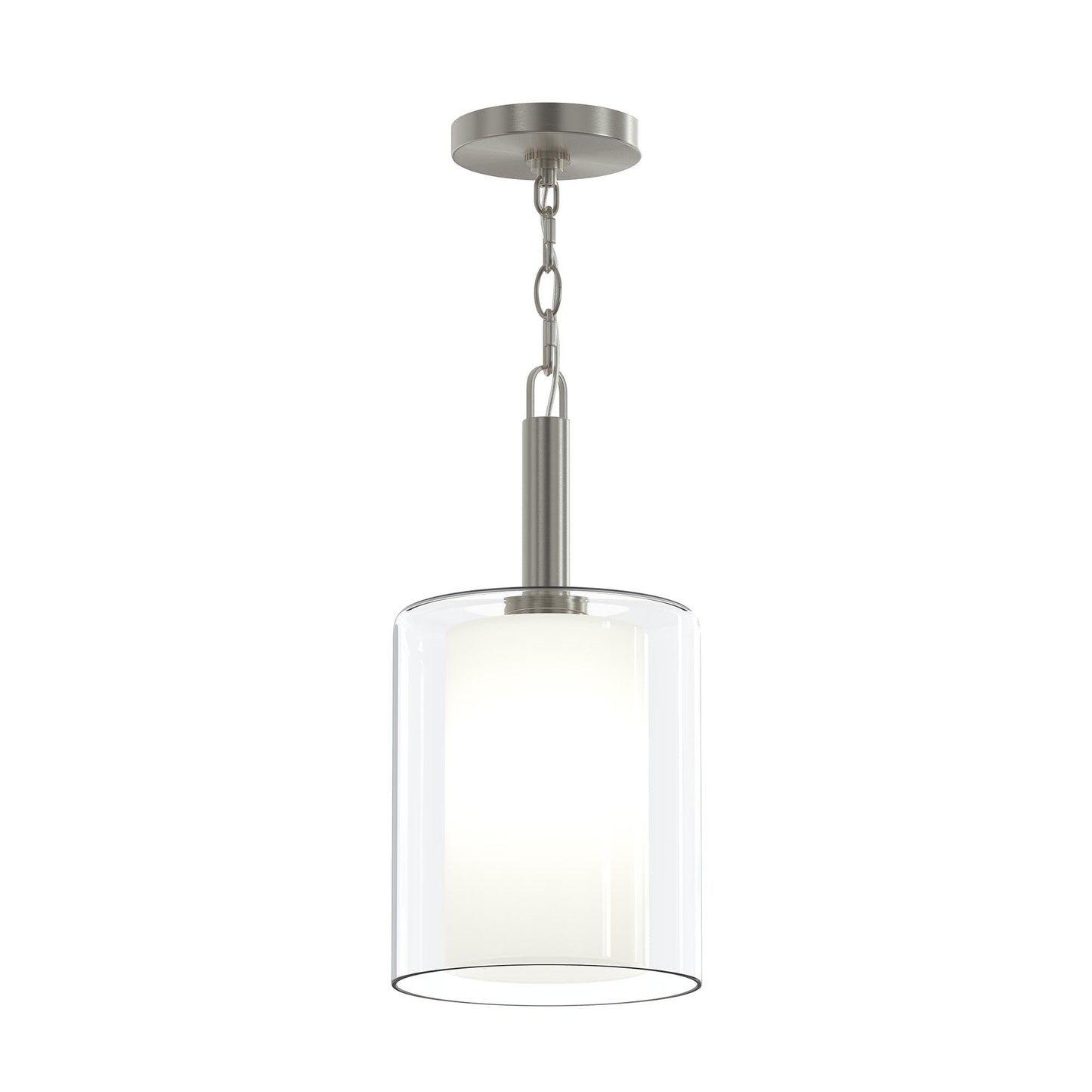 Progress Lighting P500515-009 Mack 1 Light Brushed Nickel Pendant with Layered Glass Shade - Main Product Image