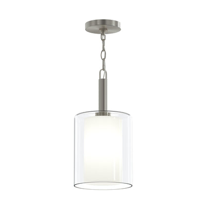 Progress Lighting P500515-009 Mack 1 Light Brushed Nickel Pendant with Layered Glass Shade - Main Product Image