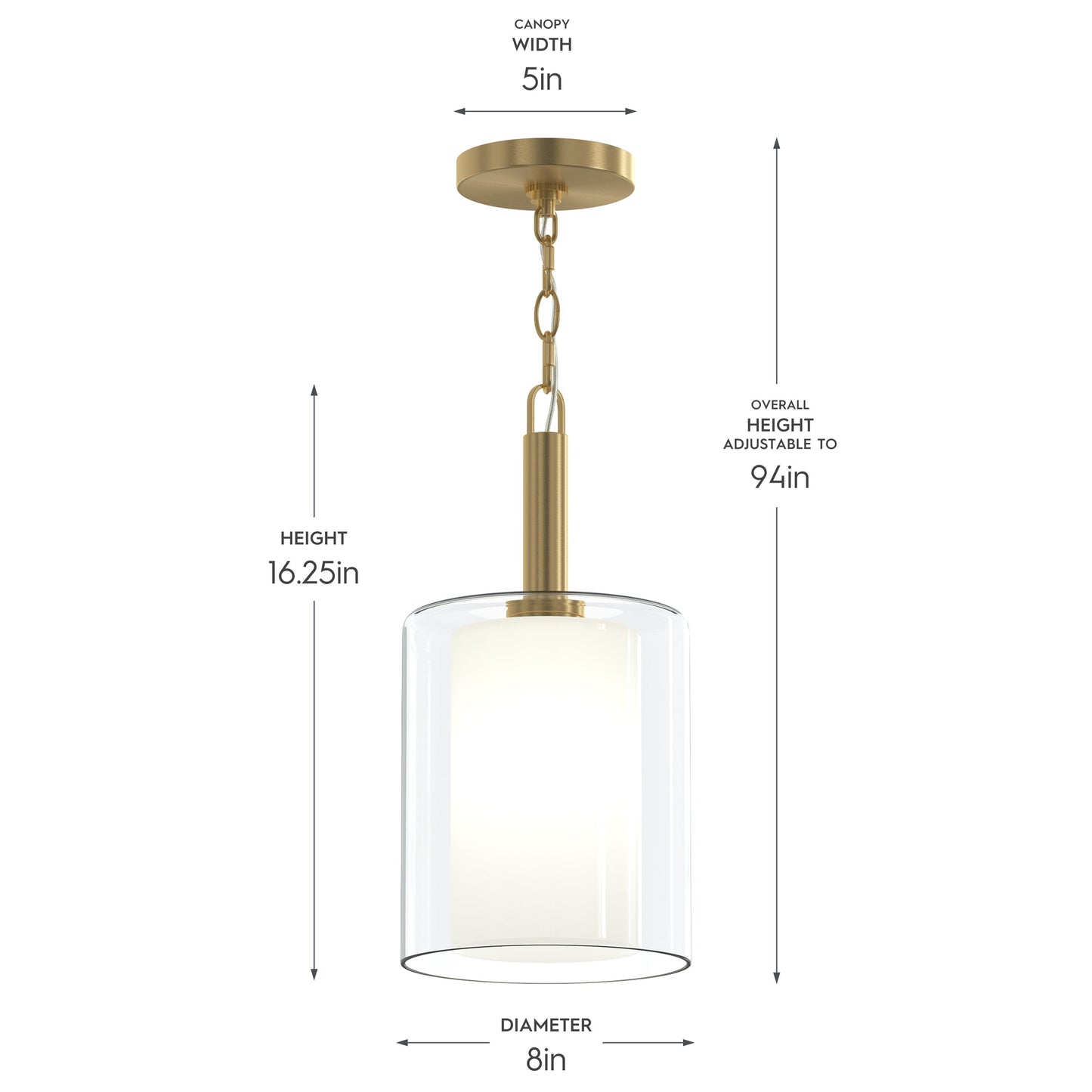 Progress Lighting P500515-191 Mack Pendant Dimensions - 16.25in Height, 8in Diameter, 5in Canopy