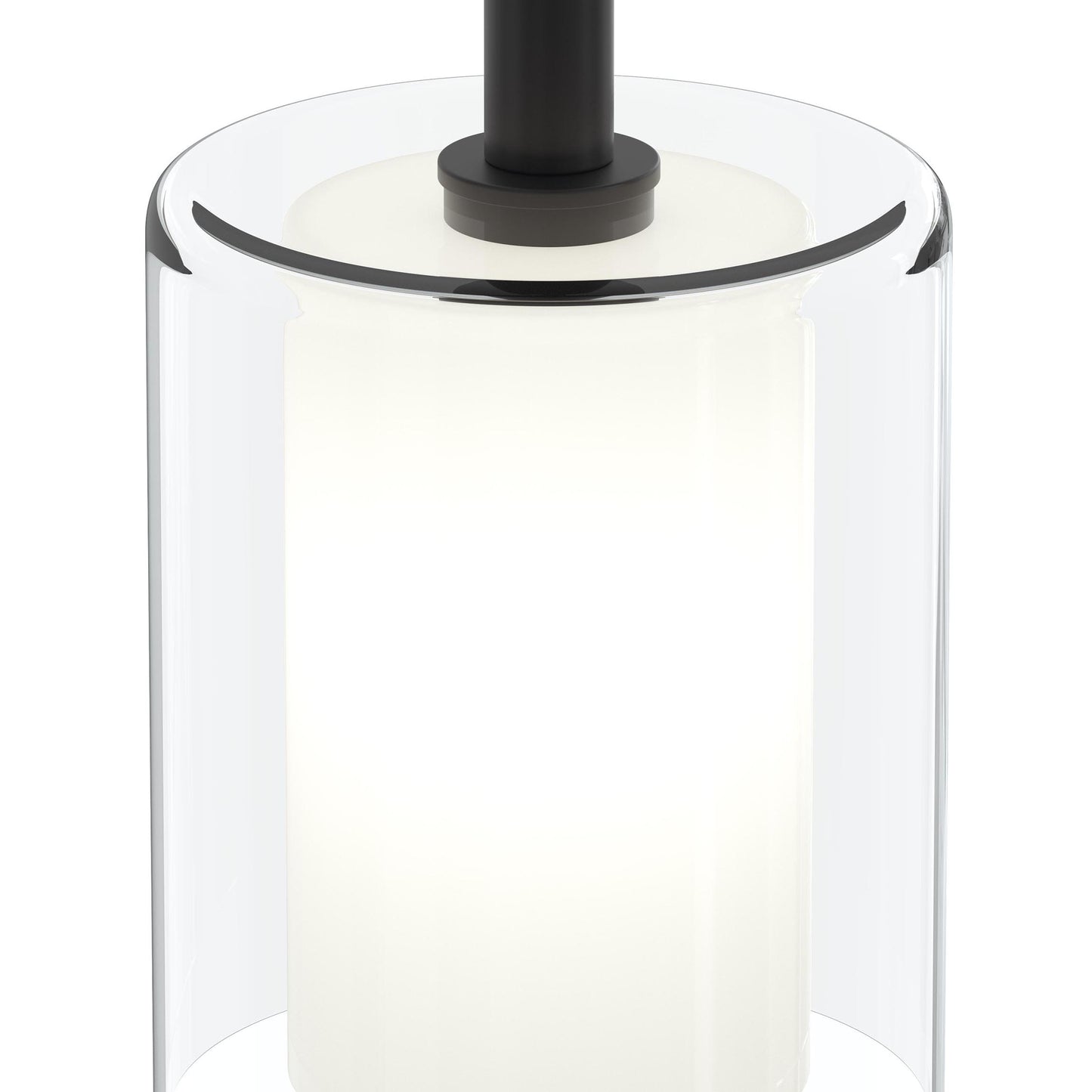 Progress Lighting P500515-31M Mack Pendant close-up detail of layered white glass inside clear glass shade