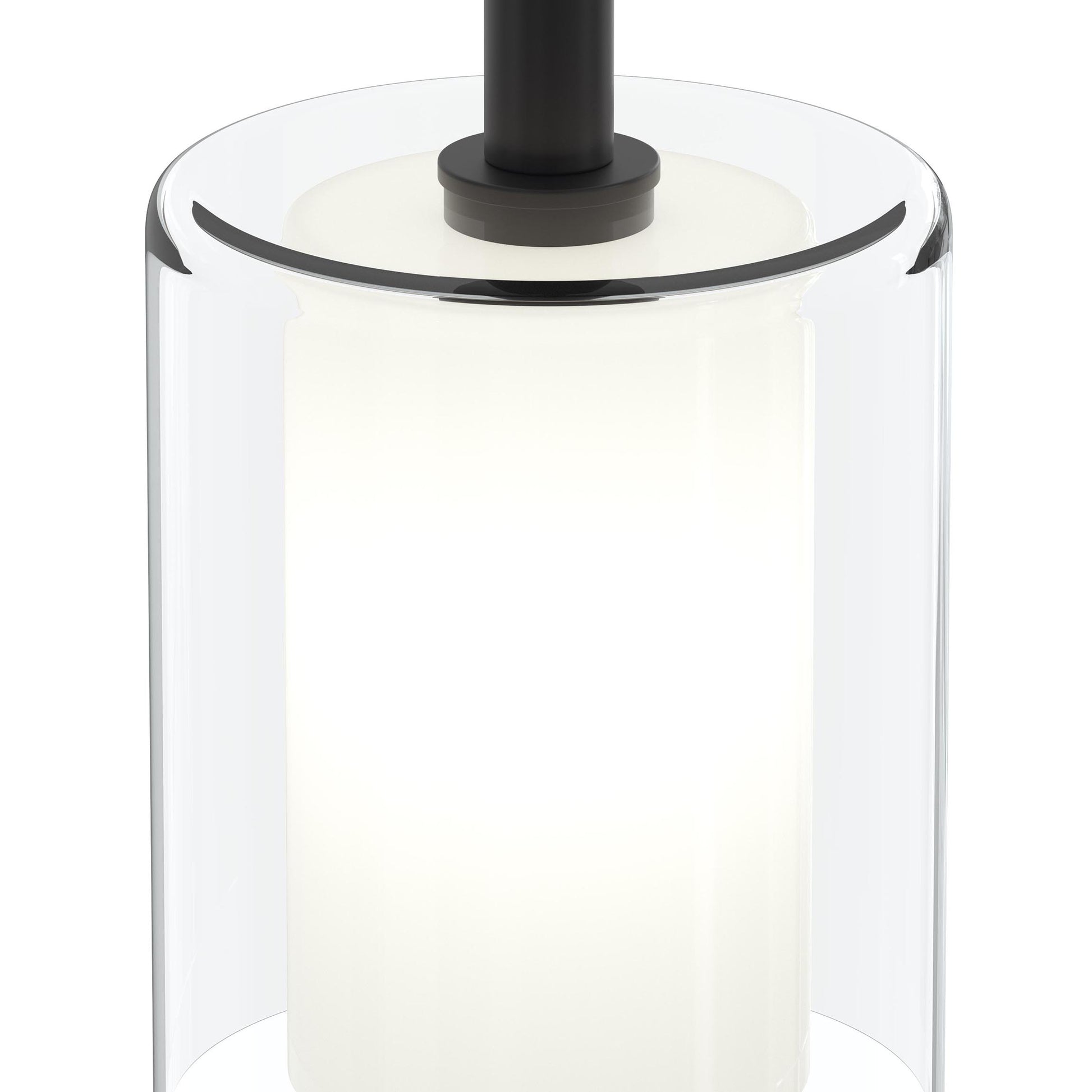 Progress Lighting P500515-31M Mack Pendant close-up detail of layered white glass inside clear glass shade