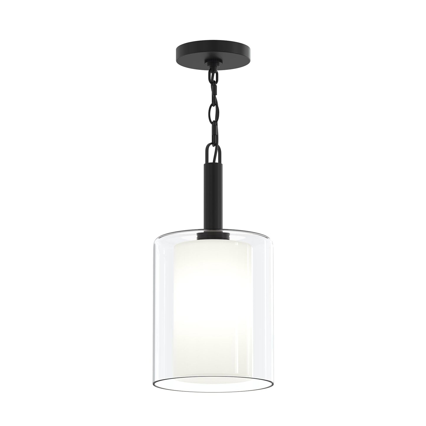 Progress Lighting P500515-31M Mack 1-Light 8 inch Matte Black Pendant with Layered Glass Shade