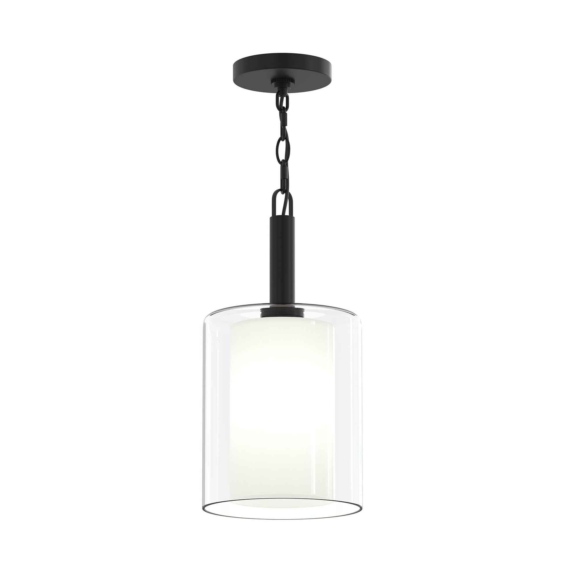 Progress Lighting P500515-31M Mack 1-Light 8 inch Matte Black Pendant with Layered Glass Shade